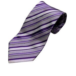 Mens Purple Sriped 100% Silk Tie Hand Made 3.75"